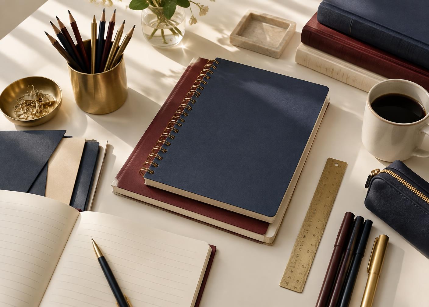 Colorful school supplies arranged for student preparation