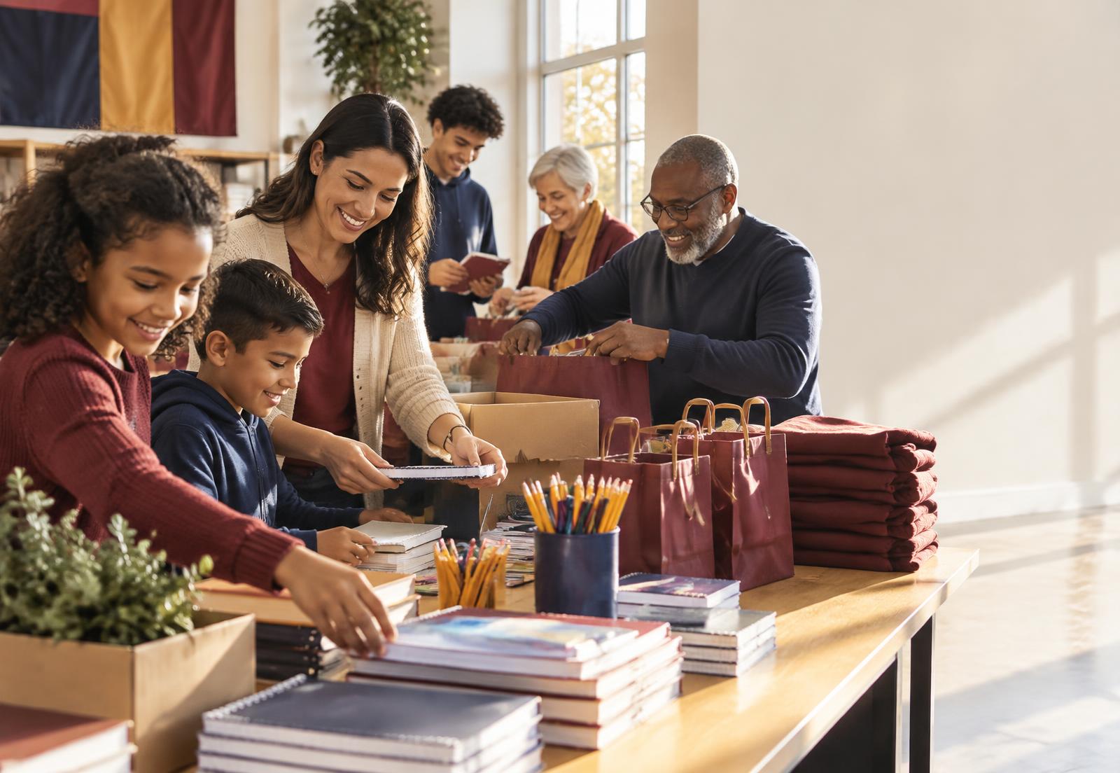 An intergenerational community preparing learning materials together